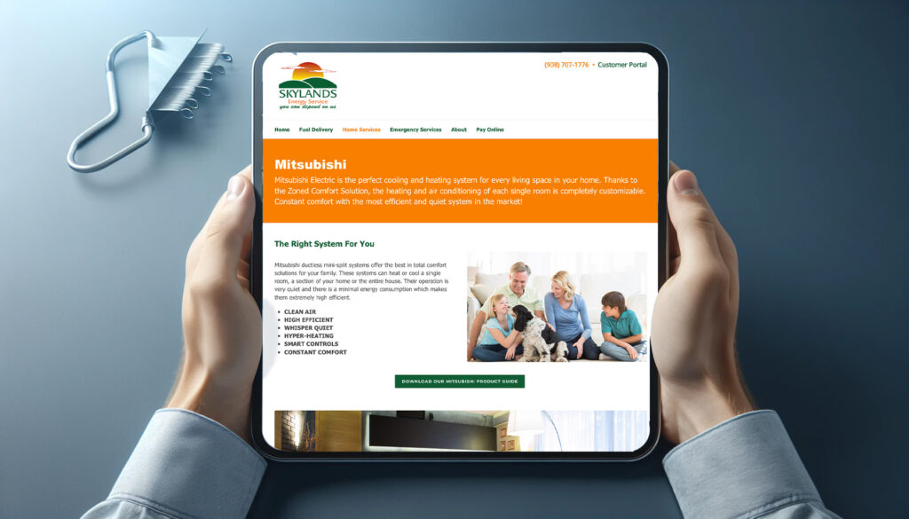 Illustration of a website with HVAC services Illustration of a website with HVAC services