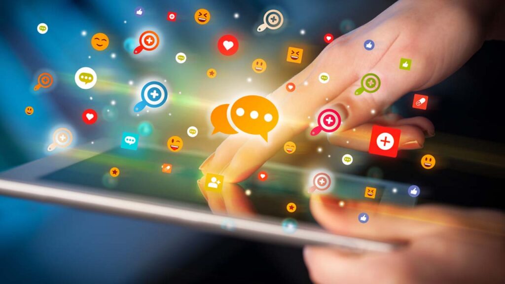 social media icons on tablet
