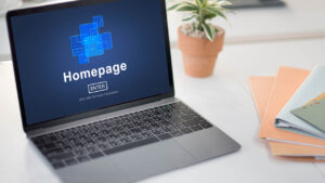 computer with website homepage depicting homepage seo